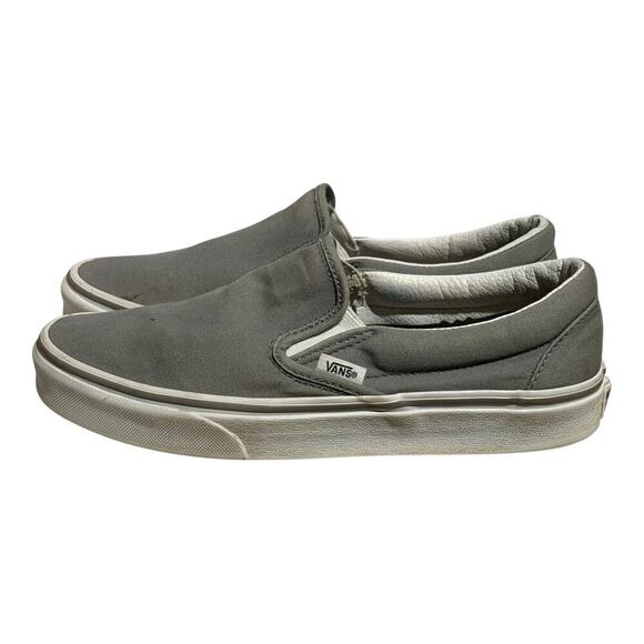 Vans Classic Slip On Light Gray Canvas Sneakers Women's 9 Skate Shoes - Picture 4 of 8